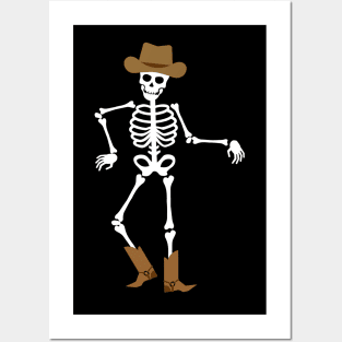 Spooky Skeleton Cowboy Dancing Funny Dad Cowboy Halloween Posters and Art